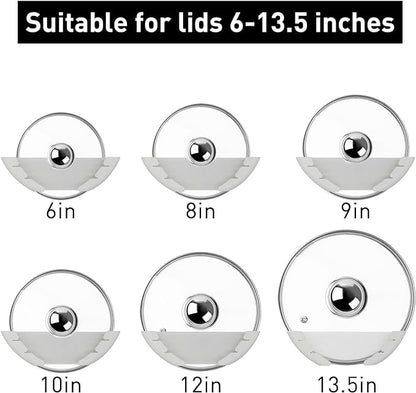 Universal Pot Lid Organizer for Cabinet, 10 Pcs Pan Lids Organizers Inside Cabinet Door Wall Mount Pots Top Storage Rack Holder for Kitchen, Fits 6" to 13.5" (10pcs white)