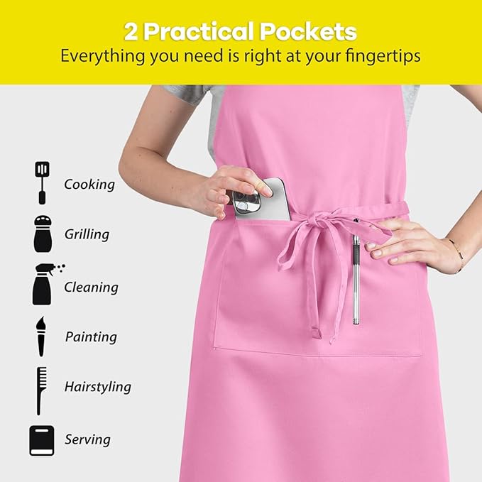 ROTANET Extra Large Apron for Men Adjustable Bib Aprons with 2 Pockets Cooking Kitchen Women Chef Water & Oil Resistant - Image 4