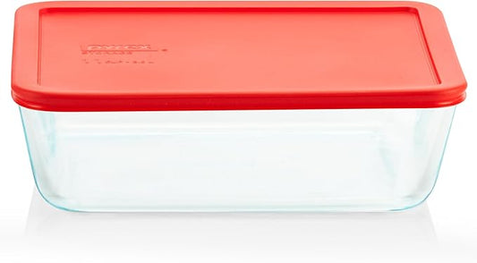 Pyrex Simply Store Glass Food Storage Container, Snug Fit Non-Toxic Plastic BPA-Free Lids, Freezer Dishwasher Microwave Safe, 11 Cup by Pyrex