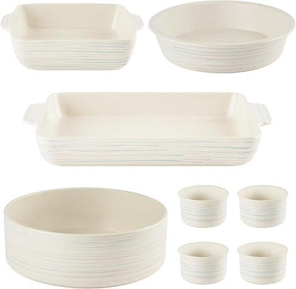 Pyrex 8-Piece Ceramic Complete Bakeware Set, Nonstick Pie, Casserole, Cake, Lasagna Oven Pans, Bakers, For Baking, Roasting, Steaming by Pyrex