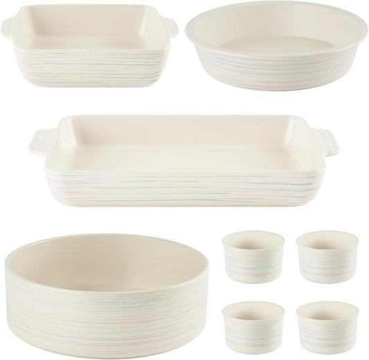Pyrex 8-Piece Ceramic Complete Bakeware Set, Nonstick Pie, Casserole, Cake, Lasagna Oven Pans, Bakers, For Baking, Roasting, Steaming by Pyrex