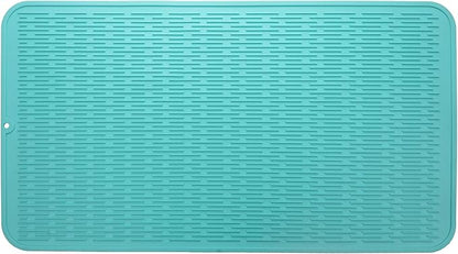 MicoYang Silicone Dish Drying Mat for Multiple Usage,Easy clean,Eco-friendly,Heat-resistant Silicone Mat for Kitchen Counter or Sink,Refrigerator or Drawer Liner Mint 4XL 32 inches x 18 inches by MicoYang