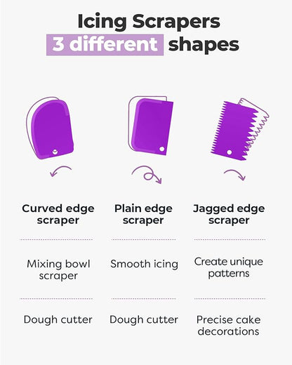 Kootek 71PCs Cake Decorating Kit, Baking Supplies Tools - Includes Cake Stand Turntable, 12 Icing Piping Tips Set, 2 Frosting Spatulas, 3 Scrapers, 50+2 Piping Bags, Coupler, Video Tutorial, Booklet - Image 6