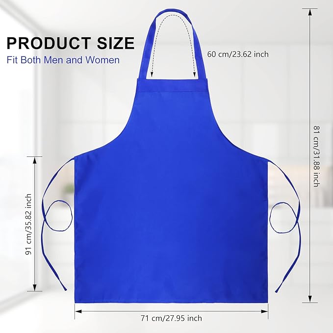 Foaincore Bib Aprons, Unisex Apron No Pocket Bulk Machine Washable Plain Aprons for Women Men Chef Kitchen Drawing - Image 2