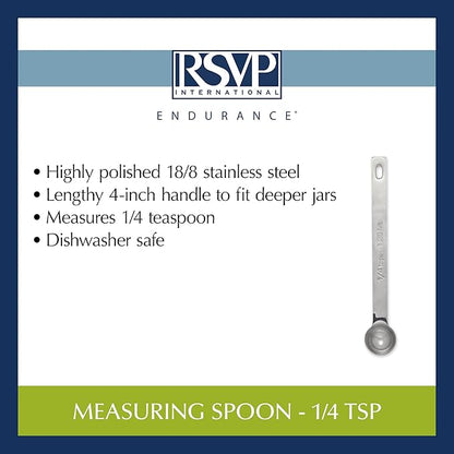 RSVP International Endurance Kitchen Collection Open Stock Measuring Spoon, Stainless Steel, Dishwasher Safe, 0.25-Teaspoon - Image 6