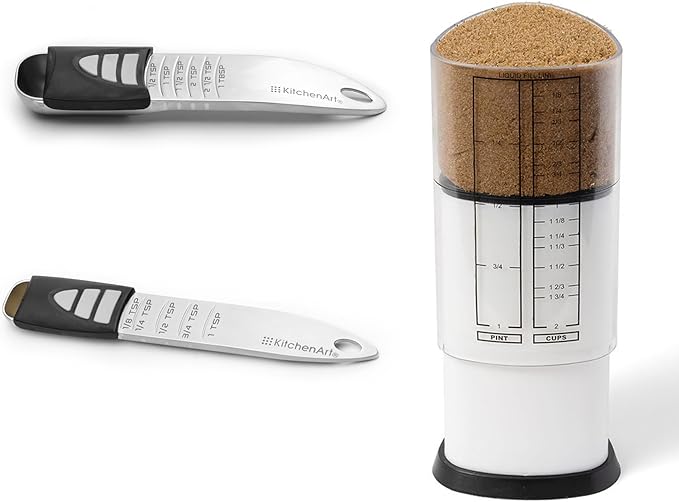 KitchenArt Pro Adjustable Measuring Set, Includes Adjustable Tablespoon, Teaspoon, and 2 Cup Measuring Cup by KitchenArt