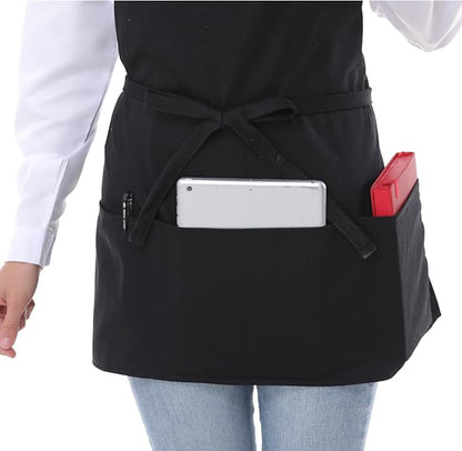 Aprons for Women with 3 Pockets, Server Apron, Aprons for Cooking, Chef Apron, Comfortable Material Adjustable