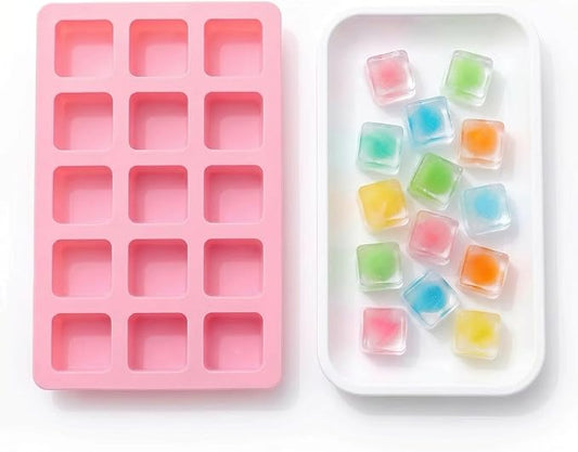 Cute Ice Cube Trays Silicone Chocolate Mold Wax Melt Molds Easy Release Ice Trays Non-Stick Chocolate Soap Pudding Jello Ice Cube Tray (Square)