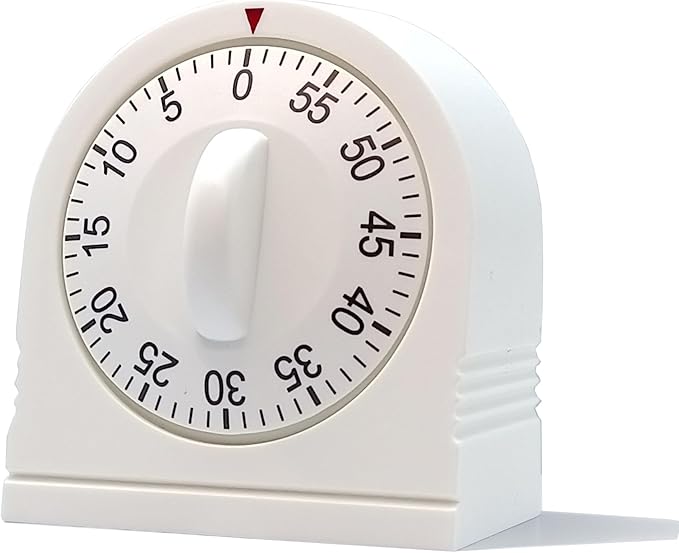 60 Minute Wind Up Timer, Visual Mechanical Timer with Loud Alarm, Manual Countdown Timers for Classroom, Home, Study and Cooking (White) by NUOSWEK