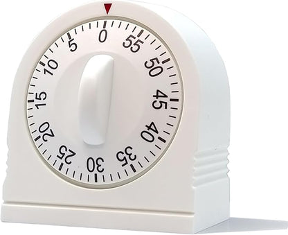 60 Minute Wind Up Timer, Visual Mechanical Timer with Loud Alarm, Manual Countdown Timers for Classroom, Home, Study and Cooking (White) by NUOSWEK