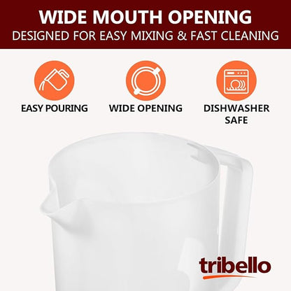 Tribello Pitcher with Lid Half Gallon, Clear Round Plastic Water Pitcher with 3-Way Lid, Ideal for Lemonade, Ice Tea, and Drinks, Freezer/Dishwasher Safe, and BPA Free (0.5 Gallon/2 Liters) - Image 5