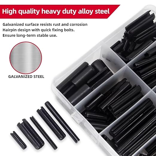 326PCS Roll Pin Set - 24 Sizes Spring Dowel Tension Roll Pins - 1/8 1/4 3/8 1/16 5/64 3/32 5/16 5/32 7/32 Split Expansion Pin Assortment Kit for Home Improvement - Image 3