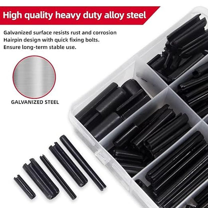 326PCS Roll Pin Set - 24 Sizes Spring Dowel Tension Roll Pins - 1/8 1/4 3/8 1/16 5/64 3/32 5/16 5/32 7/32 Split Expansion Pin Assortment Kit for Home Improvement - Image 3