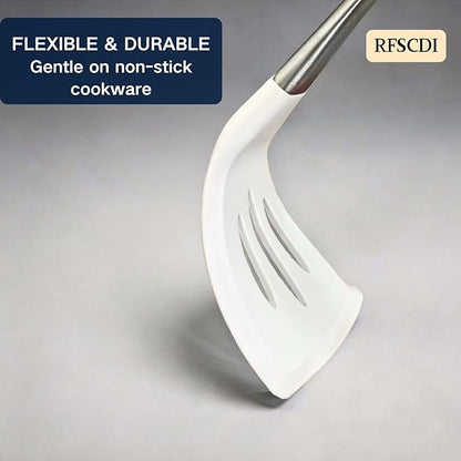 White Silicone Cooking Utensils Set-Non-Toxic, Heat Resistant, BPA Free Kitchen Utensils Set with Spatula, Spoon, Whisk & Tongs-Non-Stick& Dishwasher Safe for Nonstick Cookware - Image 2