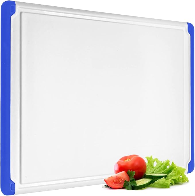 Large Cutting Boards for Kitchen - Dishwasher Safe Non-Slip Cutting Boards with Juice Grooves, Easy Grip Handles - Large and Thick Chopping Board Blue - Image 8