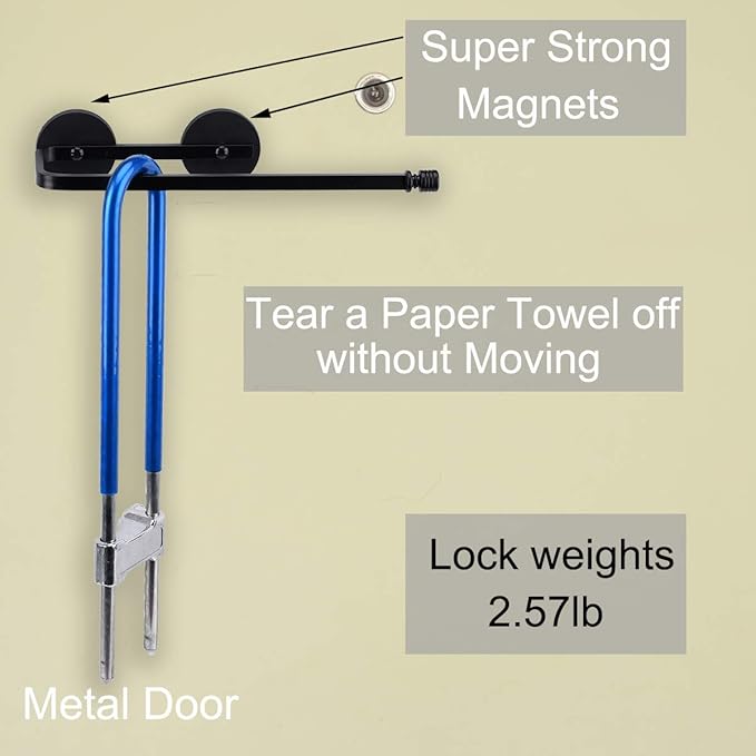 Magnetic Paper Towel Holder for Fridge, 12.3" Heavy Duty Magnet Rack, No Drill, Fits Large Rolls, Space Saving for Kitchen, RV, Garage, Black - Image 4