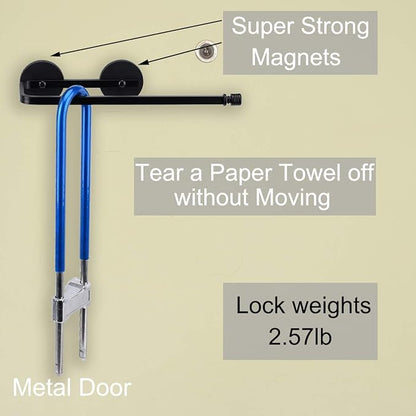 Magnetic Paper Towel Holder for Fridge, 12.3" Heavy Duty Magnet Rack, No Drill, Fits Large Rolls, Space Saving for Kitchen, RV, Garage, Black - Image 4