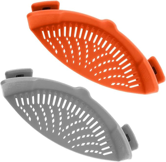 2 Pcs Clip on Strainer, Pot Strainer for Pasta Meat Vegetables Fruit, Silicone Strainers - Fit All Pots and Bowls. by Qiunizadila