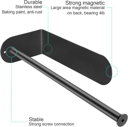 Kitchen Magnetic Stainless Steel Paper Towel Holder for Refrigerator, Grill, Toolbox (Magnetic-30cm-Black-B)