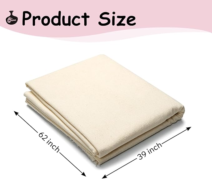 Pottery Tools and Supplies Pottery Tablecloth–Heavy Duty Linen Cotton Blend, 62x39 Inches, High Absorbency Textured Surface for Pottery Making, Oil Painting, Various Handmade Crafts