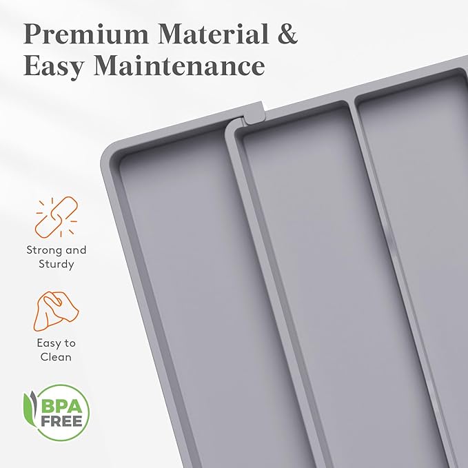 Lifewit Utensil Organizer for Kitchen Drawers, Expandable Cooking Utensil Tray, Adjustable Cutlery Silverware Flatware Holder, Plastic Spatula Tools Storage Divider, 11-18 x 14", Gray - Image 6