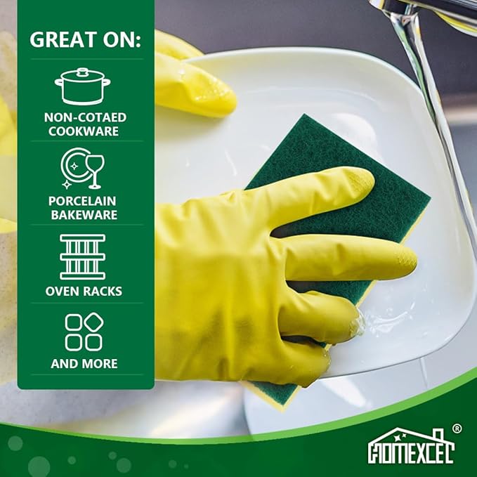 HOMEXCEL Heavy Duty Scrub Sponges Kitchen 60 Count, Extra-Large Sponges for Cleaning Kitchen and Household, Dish Scrubber for Washing Dishes, Pots and Pans - Image 5