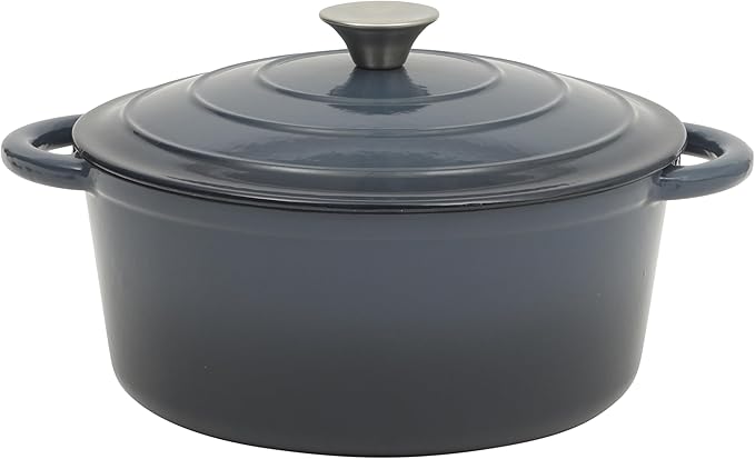 Gibson Home Addlestone 5 Qt Enameled Cast Iron Dutch Oven Pot with Lid – Round, Oven Safe to 500°F, Ideal for Bread Baking & Stews - Gradient Navy Blue by GibsonHomewares