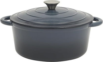 Gibson Home Addlestone 5 Qt Enameled Cast Iron Dutch Oven Pot with Lid – Round, Oven Safe to 500°F, Ideal for Bread Baking & Stews - Gradient Navy Blue by GibsonHomewares