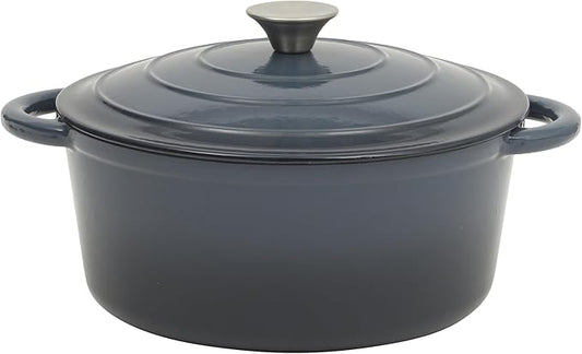 Gibson Home Addlestone 5 Qt Enameled Cast Iron Dutch Oven Pot with Lid – Round, Oven Safe to 500°F, Ideal for Bread Baking & Stews - Gradient Navy Blue by GibsonHomewares