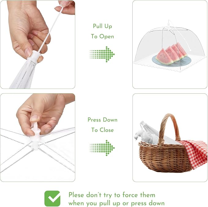 Mesh Food Covers for Outside - Upgraded 2 Extra Large 40x24 in & 8 Large 17x17 in Outdoor Party Food Cover Tent Collapsible Picnic Nets Umbrella Screen Pop Up Food Dome (White)