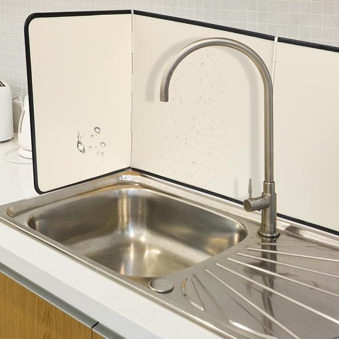 4 Sided Beige Splatter Guard Foldable Stainless Steel Stove Splash Guard Oil Splatter Screens for Frying Kitchen Backsplash Protector Nonstick Oil Splatter Guard for Cooking - Image 2