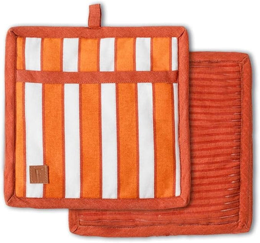 Folkulture Pot Holders for Kitchen | Pack of 2 (8x8) Ribbed Soft Silicone Hot Pads for Kitchen | 100% Cotton Cute Fall Pot Holders Set | Heat Resistant | Machine Washable | Fall Essentials