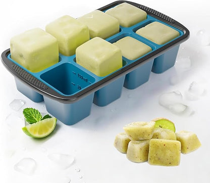 GORCI Ice Cube Tray For Freezer, 16 Large 1/2 Cub Cubes, Silicone Ice Trays For Freezer With Lid, Heavy-duty, Sturdy and Easy to Demold, Suitable for whisky, coffee, Herbs, Purees, 2-Pack - Image 3