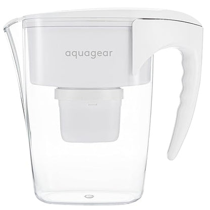 Aquagear Water Filter Pitcher – Lead, Chlorine, PFOA/PFOS, Microplastics Filter, 10 Cup, 120 Gallon Filter Life - Filter Media Made in USA by Aquagear