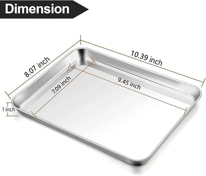 Baking Sheet Cookie Sheet Set of 2, Umite Chef Stainless Steel Baking Pans Tray Professional 10.39x8.07x1inch, Non Toxic & Healthy, Mirror Finish & Rust Free, Easy Clean & Dishwasher Safe - Image 2