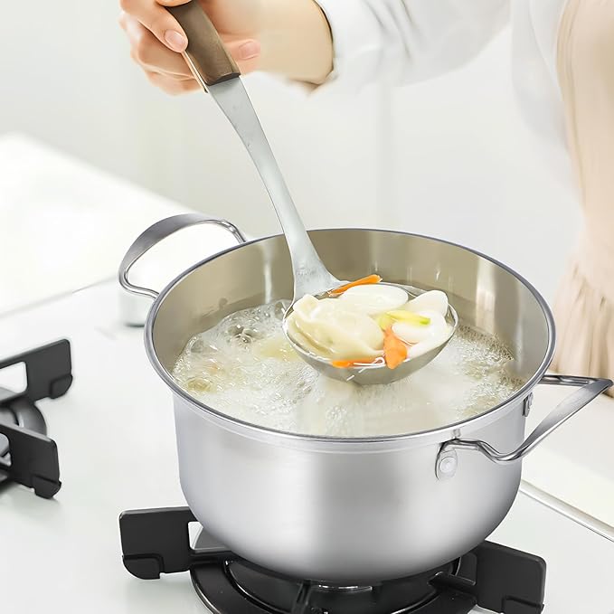 Kichvoe 5 Sets Stainless Steel Stock Pots Set with Glass Lids - Induction Cookware for Kitchen Use - Double Handle Soup Pots