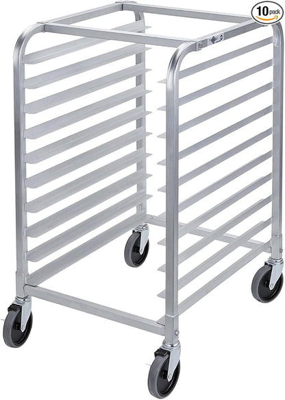 Profeeshaw Bun Pan Bakery Rack 10 Tier with Wheels, Aluminum Racking Trolley Storage for Half or Full Sheets