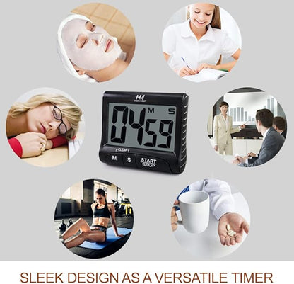 3" Large Display Kitchen Timer - Digital Timer Magnetic Back Loud Alarm On A Rope- Black Cooking Timers For Kitchen Teachers Students Games Kids Meetings -Sports Timers For Workouts Exercise - Image 5