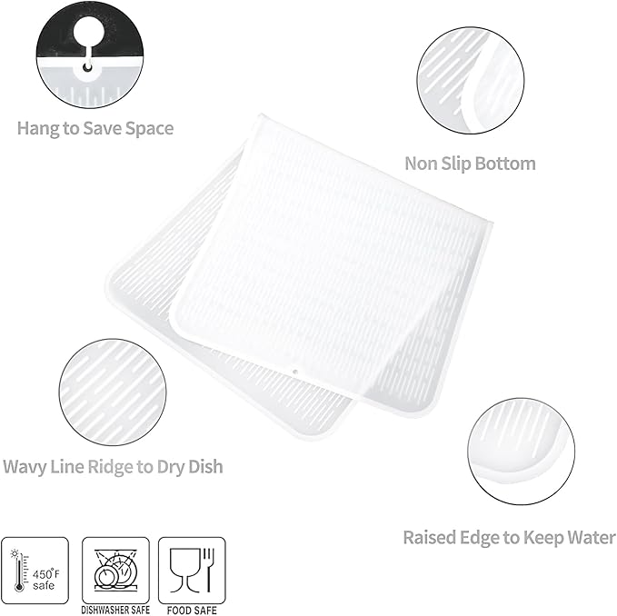 MicoYang Silicone Dish Drying Mat for Multiple Usage,Easy clean,Eco-friendly,Heat-resistant Silicone Mat for Kitchen Counter or Sink,Refrigerator or Drawer Liner Translucent 5XL 36inches x 18inches - Image 3