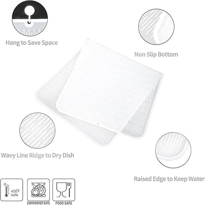MicoYang Silicone Dish Drying Mat for Multiple Usage,Easy clean,Eco-friendly,Heat-resistant Silicone Mat for Kitchen Counter or Sink,Refrigerator or Drawer Liner Translucent 5XL 36inches x 18inches - Image 3