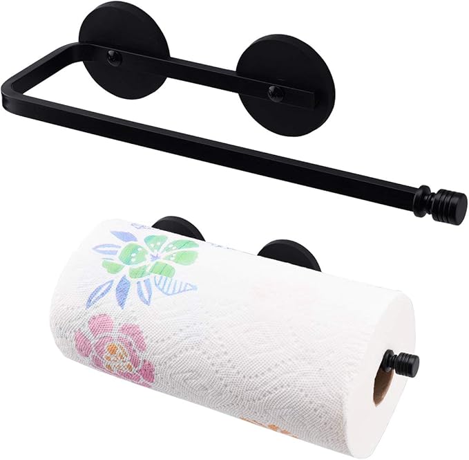 Magnetic Paper Towel Holder for Fridge, 12.3" Heavy Duty Magnet Rack, No Drill, Fits Large Rolls, Space Saving for Kitchen, RV, Garage, Black - Image 2