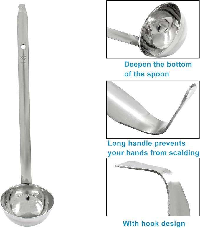 Piutouyar 3 Pcs 3 oz Soup Ladle Set, Stainless Steel Ladle with Long Hooked Handles Kitchen Cooking Serving Ladle Accessories for Cooking Soup Sauce Stews - Image 5