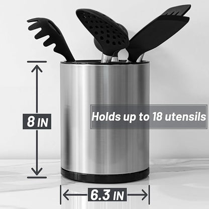 Kitchen Utensil Holder for Countertop 360° Rotating Utensil Caddy Extra Large Utensil Crock Cooking Utensil Holder for Kitchen Counter - Image 4