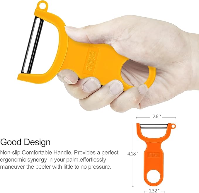 Original Vegetable Peeler, Potato Peelers for kitchen Carbon Steel Blade 3-Pack Orange/Blue/Yellow - Image 4