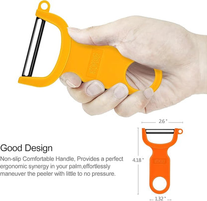 Original Vegetable Peeler, Potato Peelers for kitchen Carbon Steel Blade 3-Pack Orange/Blue/Yellow - Image 4