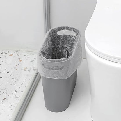 rejomiik Small Trash Can, Slim Garbage Can Plastic Waste Basket with Handles 3.5 Gallon Container Bin for Narrow Spaces Bathroom, Bedroom, Kitchen, Office at Home, 2 Pack Grey