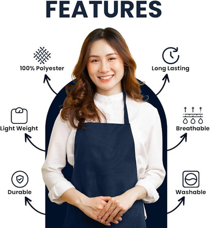 Avalon Kitchen Aprons for Men - 100% Polyester Chef Apron Women with Extra Long Ties - Cooking Aprons for Women & Mens Apron - Image 2