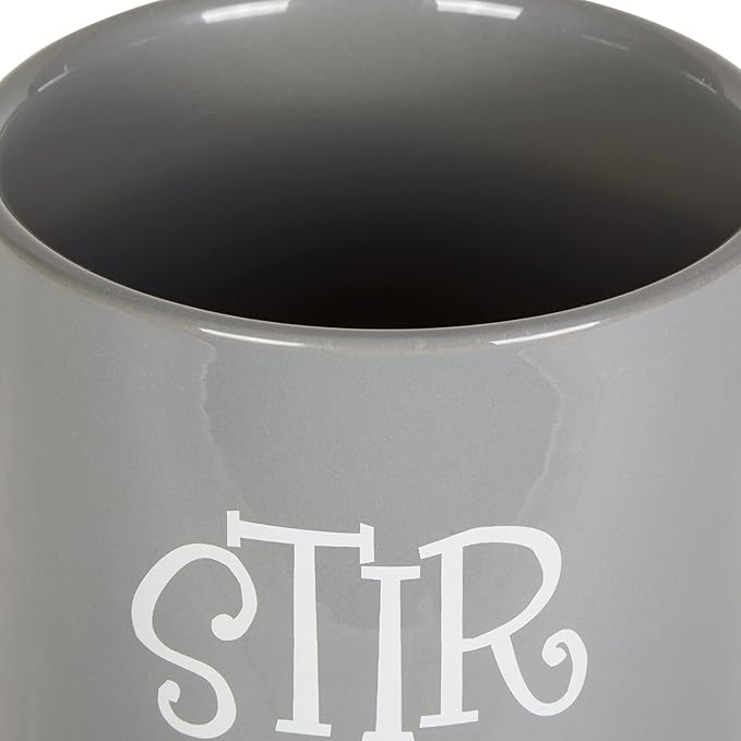 DII Kitchen Accessories Retro Collection Ceramics, Utensil Holder, Gray - Image 3