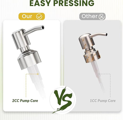 AmazerBath Soap Dispenser, Green Glass Soap Dispenser with Pump Stainless Steel, 14.2OZ Refillable Hand Bottles Bathroom Kitchen, 1 Pack - Image 3