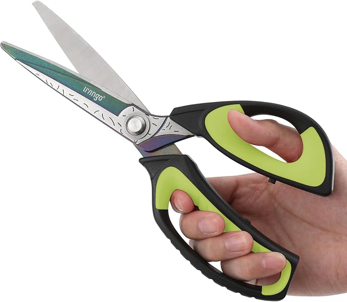 LIVINGO Heavy Duty Industrial Scissors: 10" Utility Stainless Steel Sharp Scissors all Purpose Premium Titanium Coating Forged Shop Shears for Household Pruning, Gardening, Construction, Green/Black - Image 4